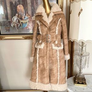 Bebe Faux Suede Shearling Coat XS